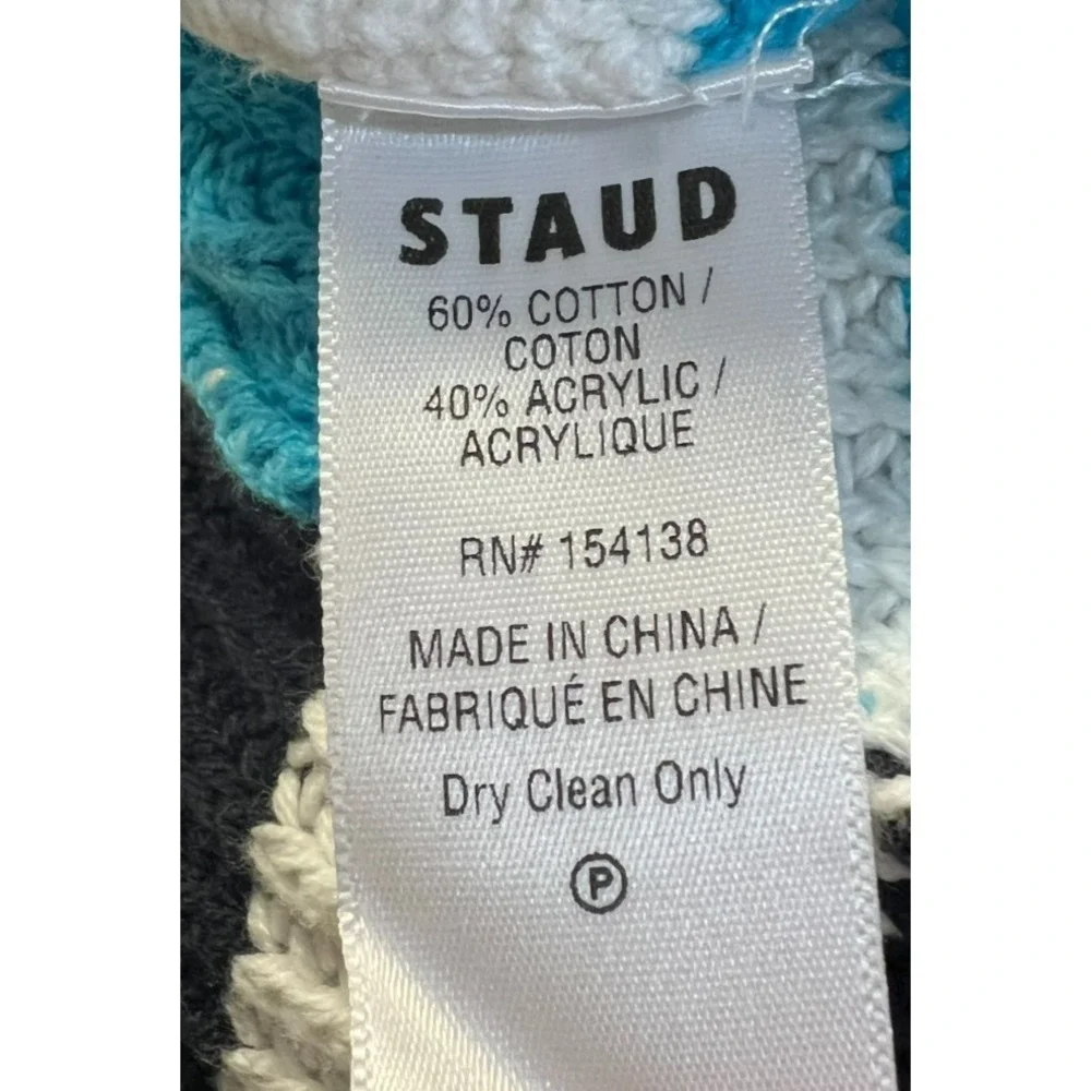 Staud Maxi Sweater Tank Dress Half‎ Black White Half Blue White Sleeveless SZ XS
